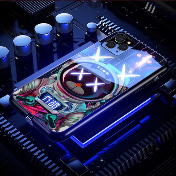 LED Smart Luxury iPhone 13 Series Tempered Glass Cases - Trip To The Moon Design - Picture 2 of 6